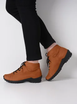 Wolky Teton - cognac nubuck<DAMES Hoge Veterschoenen|Herfst/Winter