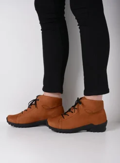 Wolky Teton - cognac nubuck<DAMES Hoge Veterschoenen|Herfst/Winter