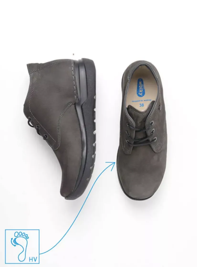 Wolky Truth HV - asfalt nubuck<DAMES Hoge Veterschoenen|Wandelschoenen