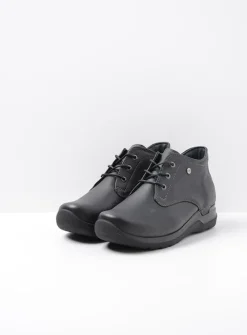 Wolky Truth HV - zwart leer<DAMES Hoge Veterschoenen|Wandelschoenen