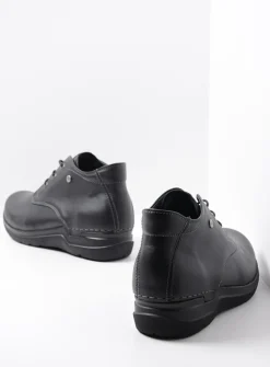 Wolky Truth HV - zwart leer<DAMES Hoge Veterschoenen|Wandelschoenen