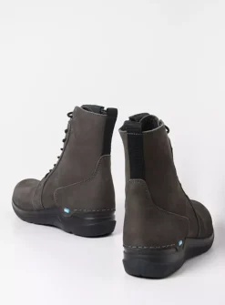 Wolky Viper - asfalt nubuck<DAMES Hoge Veterschoenen|Veterlaarzen