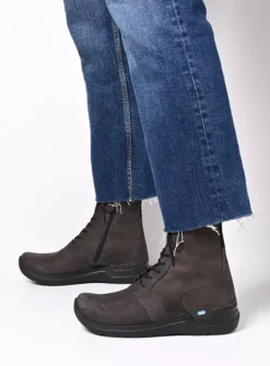 Wolky Viper - asfalt nubuck<DAMES Hoge Veterschoenen|Veterlaarzen
