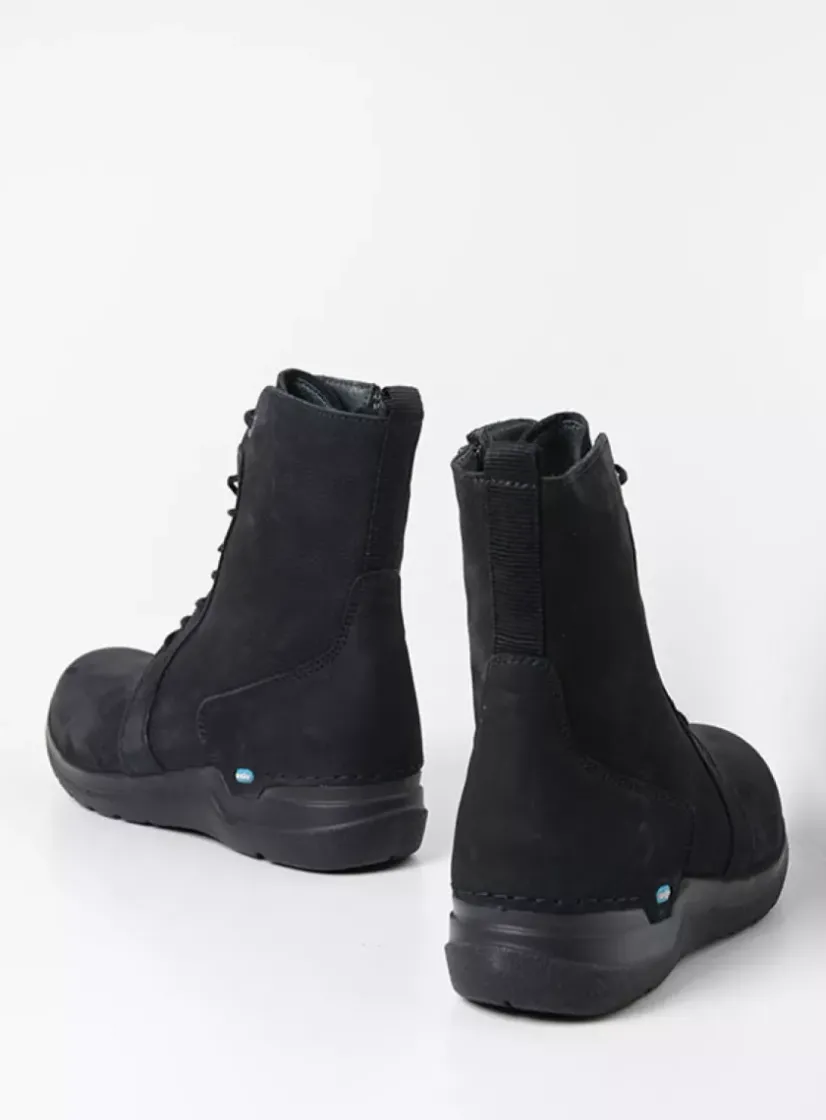 Wolky Viper - zwart nubuck<DAMES Hoge Veterschoenen|Veterlaarzen