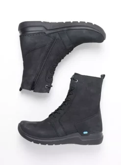 Wolky Viper - zwart nubuck<DAMES Hoge Veterschoenen|Veterlaarzen