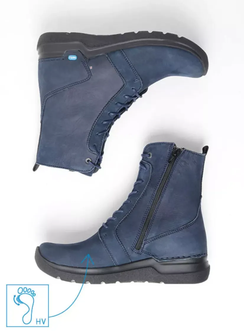 Wolky Viper HV - denim blauw nubuck<DAMES Hoge Veterschoenen|Veterlaarzen