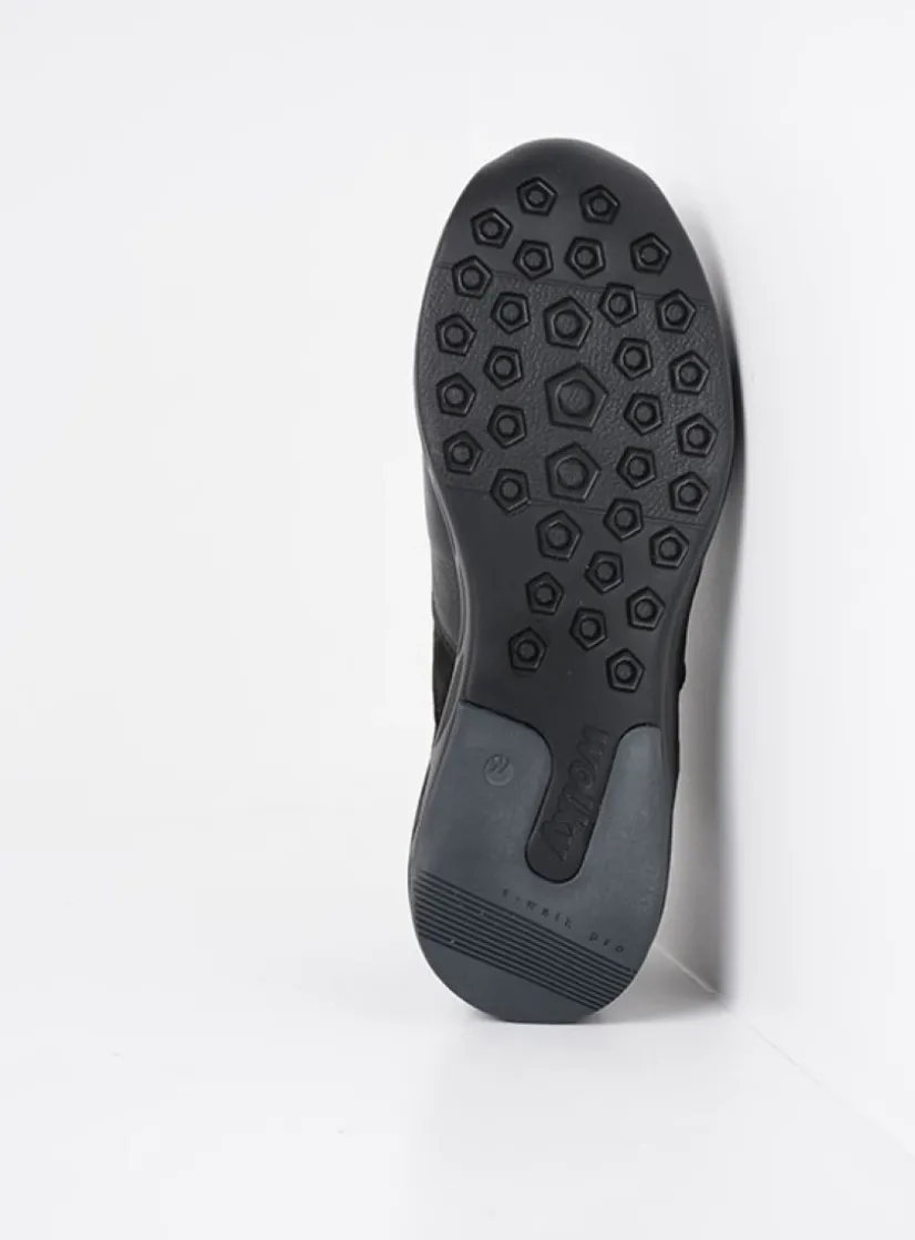Wolky Vitality S2F - asfalt combi stretch leer<DAMES Lage Veterschoenen|Wandelschoenen