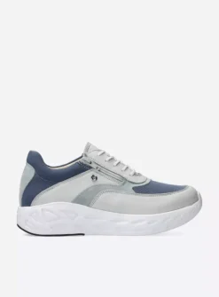 Wolky Vitality S2F - gebroken wit/jeans combi stretch leer<DAMES Lage Veterschoenen|Wandelschoenen