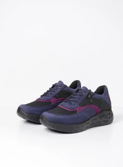 Wolky Vitality S2F - paars combi stretch leer<DAMES Lage Veterschoenen|Wandelschoenen