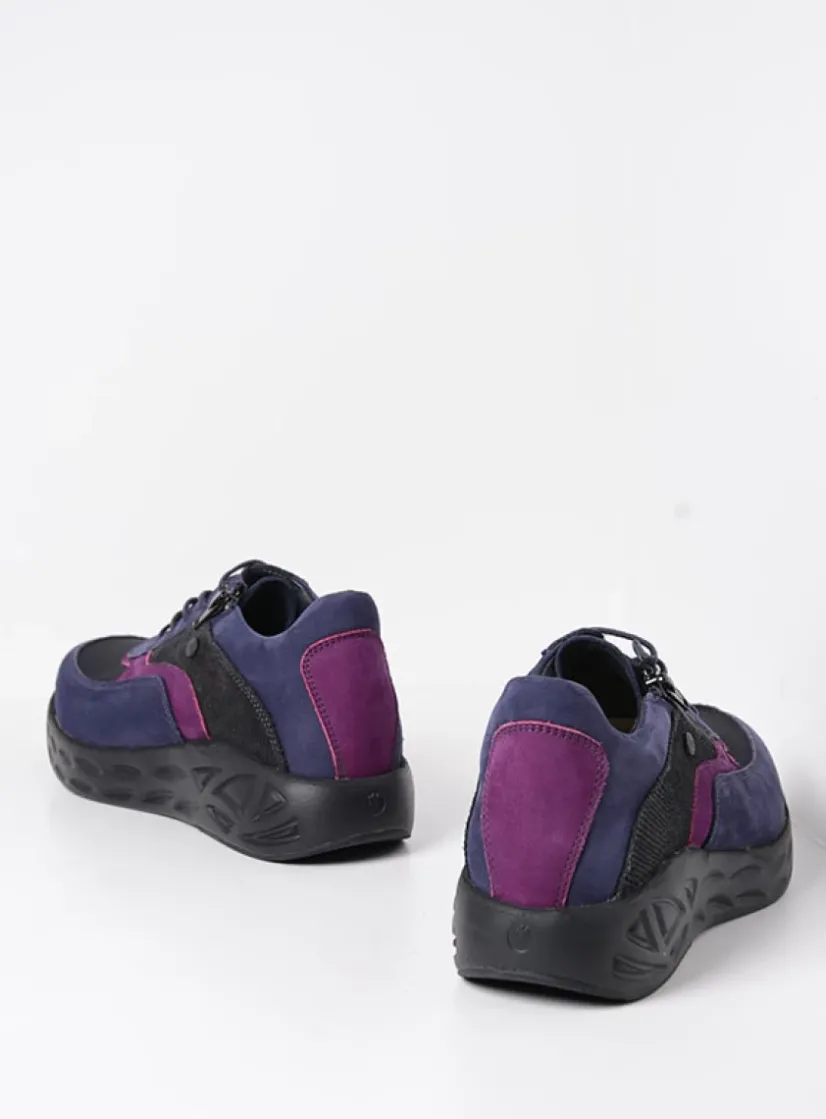 Wolky Vitality S2F - paars combi stretch leer<DAMES Lage Veterschoenen|Wandelschoenen