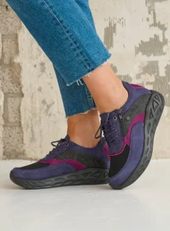 Wolky Vitality S2F - paars combi stretch leer<DAMES Lage Veterschoenen|Wandelschoenen