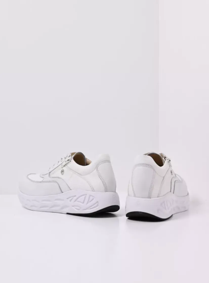 Wolky Vitality S2F - wit/gebroken combi stretch leer<DAMES Lage Veterschoenen|Wandelschoenen