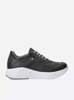 Wolky Vitality S2F - zwart/wit combi stretch leer<DAMES Lage Veterschoenen|Wandelschoenen