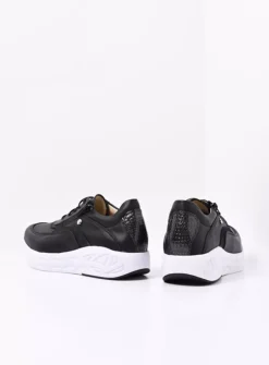 Wolky Vitality S2F - zwart/wit combi stretch leer<DAMES Lage Veterschoenen|Wandelschoenen