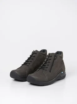 Wolky Why - asfalt nubuck<DAMES Hoge Veterschoenen|Wandelschoenen