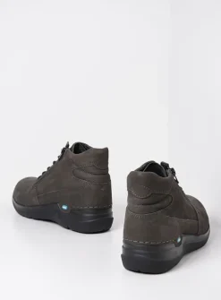 Wolky Why - asfalt nubuck<DAMES Hoge Veterschoenen|Wandelschoenen