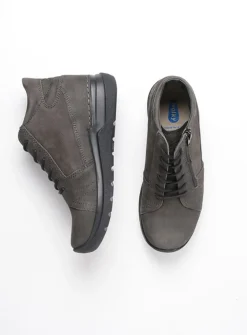 Wolky Why - asfalt nubuck<DAMES Hoge Veterschoenen|Wandelschoenen