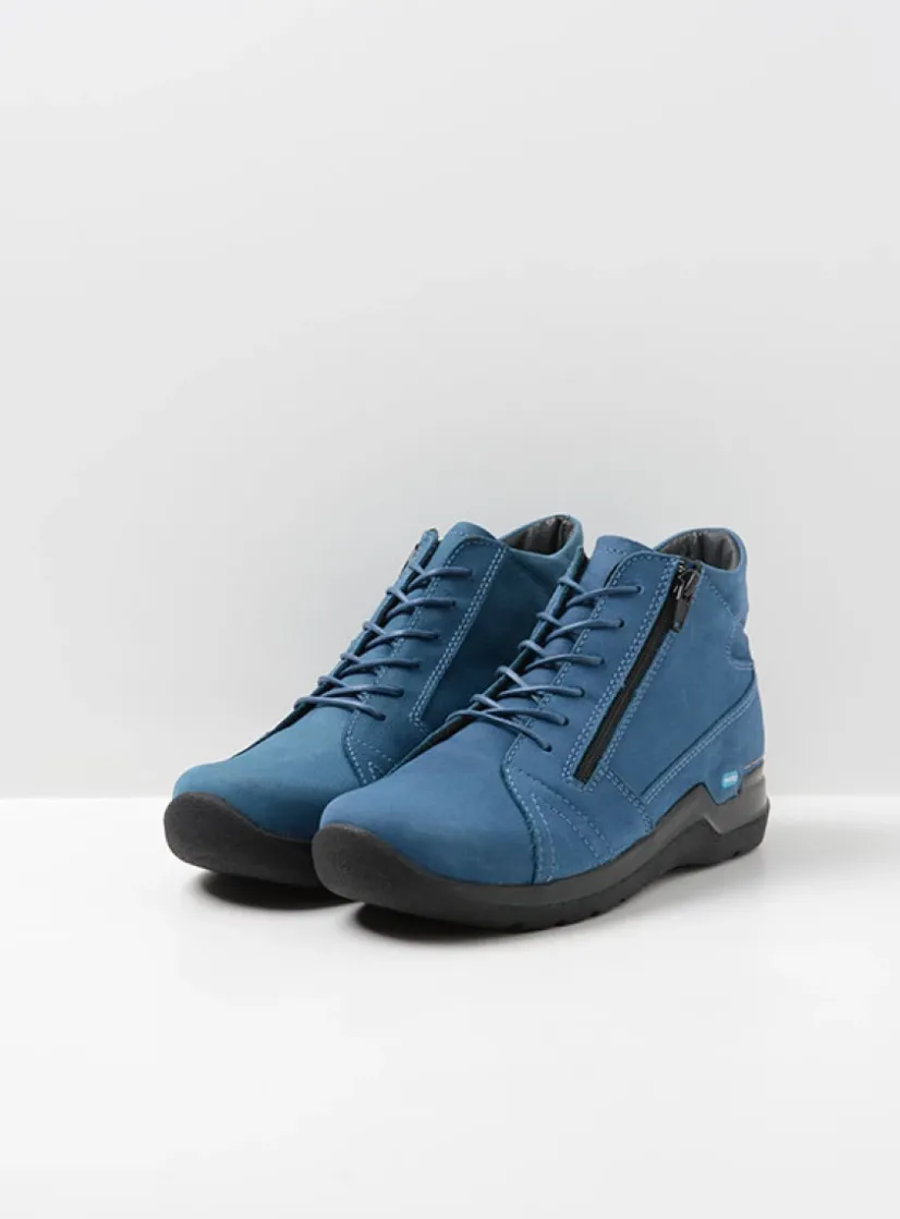 Wolky Why - atlantisch blauw nubuck<DAMES Hoge Veterschoenen|Wandelschoenen