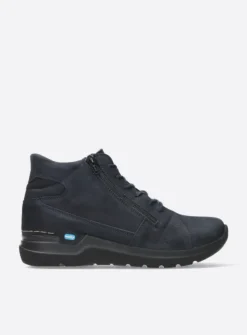 Wolky Why - blauw nubuck<DAMES Hoge Veterschoenen|Wandelschoenen
