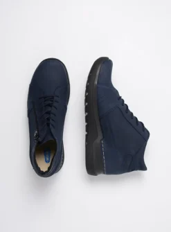 Wolky Why - blauw nubuck<DAMES Hoge Veterschoenen|Wandelschoenen