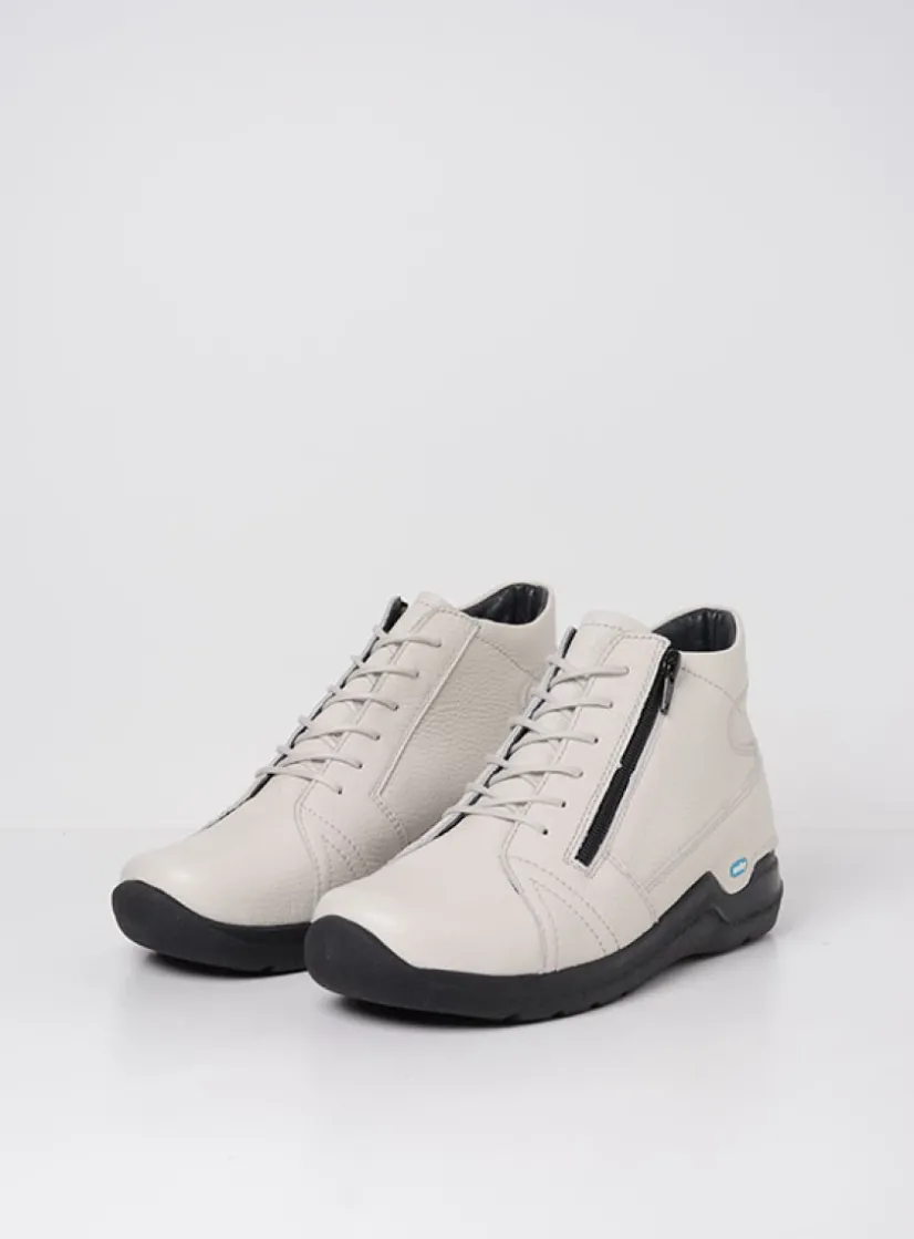 Wolky Why - wit leer<DAMES Hoge Veterschoenen|Wandelschoenen