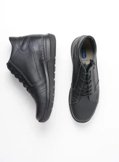 Wolky Why - zwart leer<DAMES Wandelschoenen|Hoge Veterschoenen