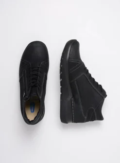 Wolky Why - zwart nubuck<DAMES Hoge Veterschoenen|Wandelschoenen