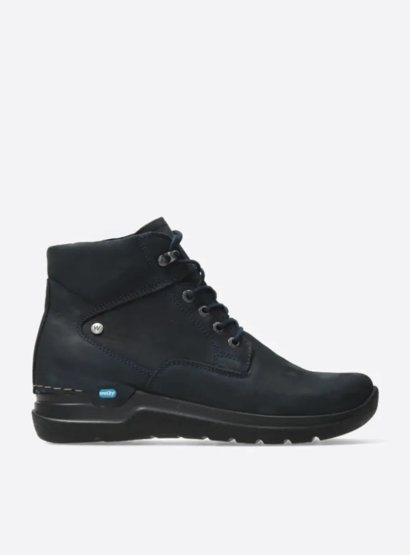 Wolky Whynot - blauw nubuck<DAMES Hoge Veterschoenen|Wandelschoenen