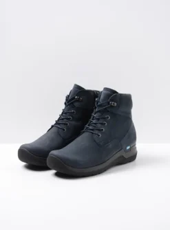 Wolky Whynot - blauw nubuck<DAMES Hoge Veterschoenen|Wandelschoenen