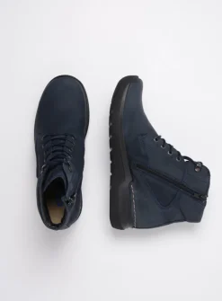 Wolky Whynot - blauw nubuck<DAMES Hoge Veterschoenen|Wandelschoenen