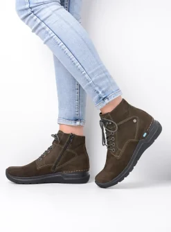 Wolky Whynot - cactus nubuck<DAMES Hoge Veterschoenen|Wandelschoenen