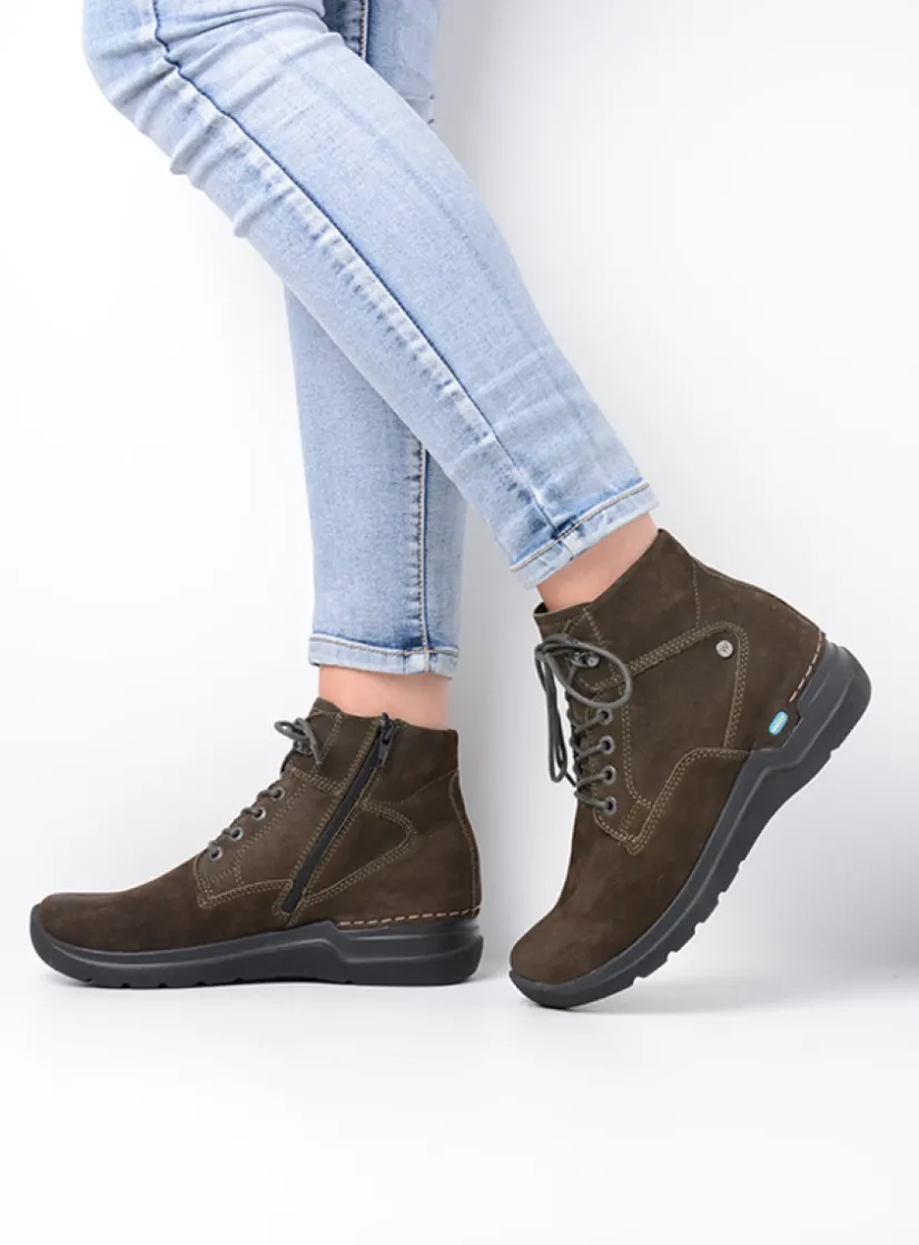 Wolky Whynot - cactus nubuck<DAMES Hoge Veterschoenen|Wandelschoenen