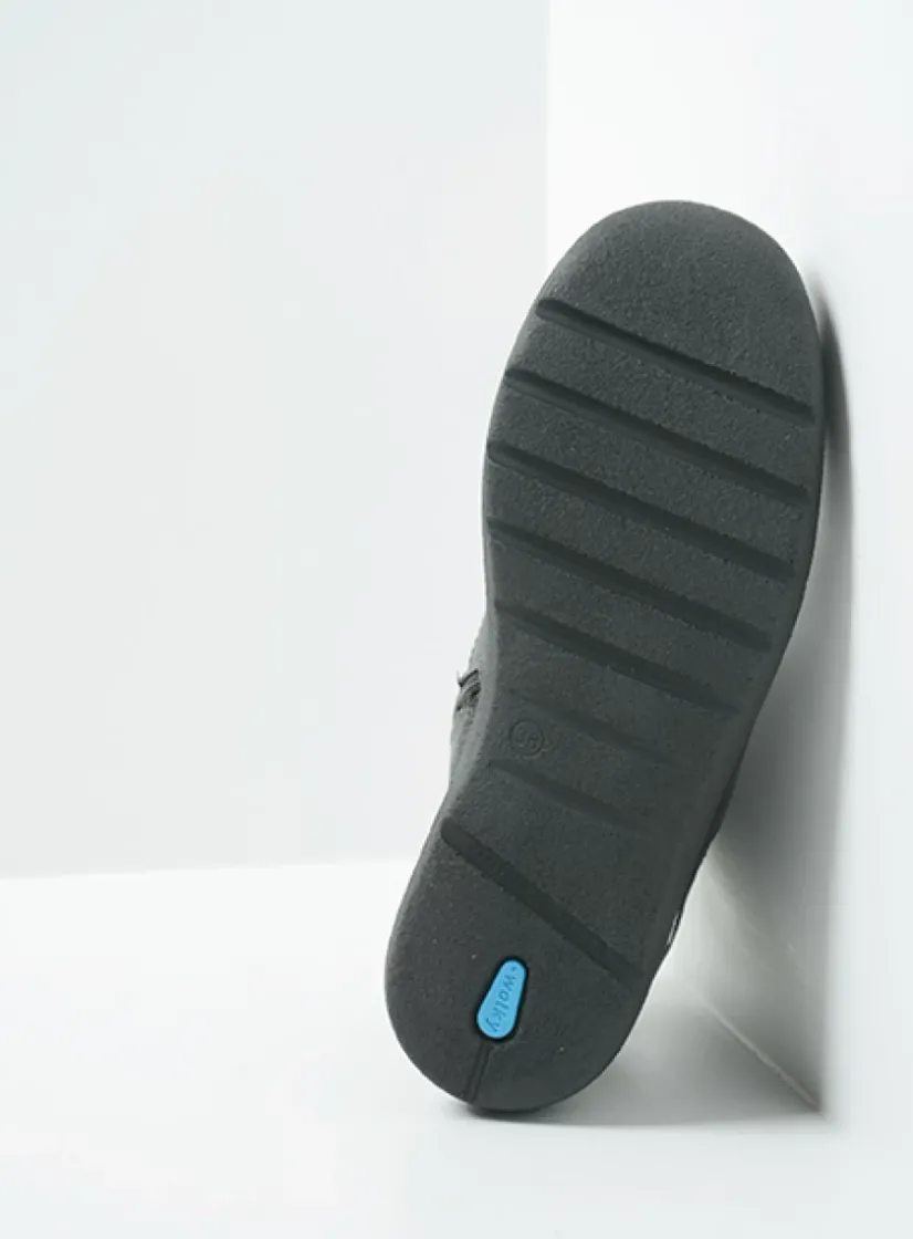 Wolky Whynot - zwart leer<DAMES Hoge Veterschoenen|Wandelschoenen