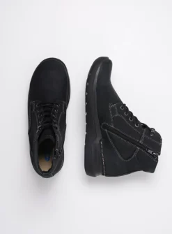 Wolky Whynot - zwart nubuck<DAMES Hoge Veterschoenen|Wandelschoenen