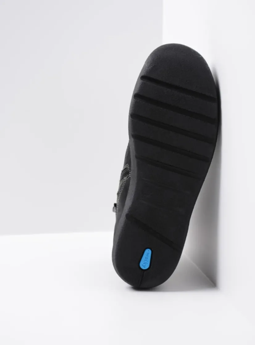 Wolky Whynot - zwart nubuck<DAMES Hoge Veterschoenen|Wandelschoenen