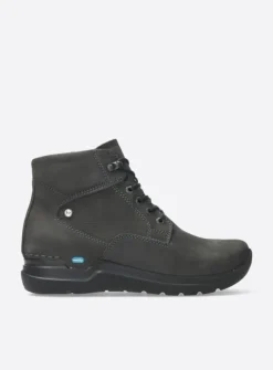 Wolky Whynot HV - asfalt nubuck<DAMES Hoge Veterschoenen|Wandelschoenen