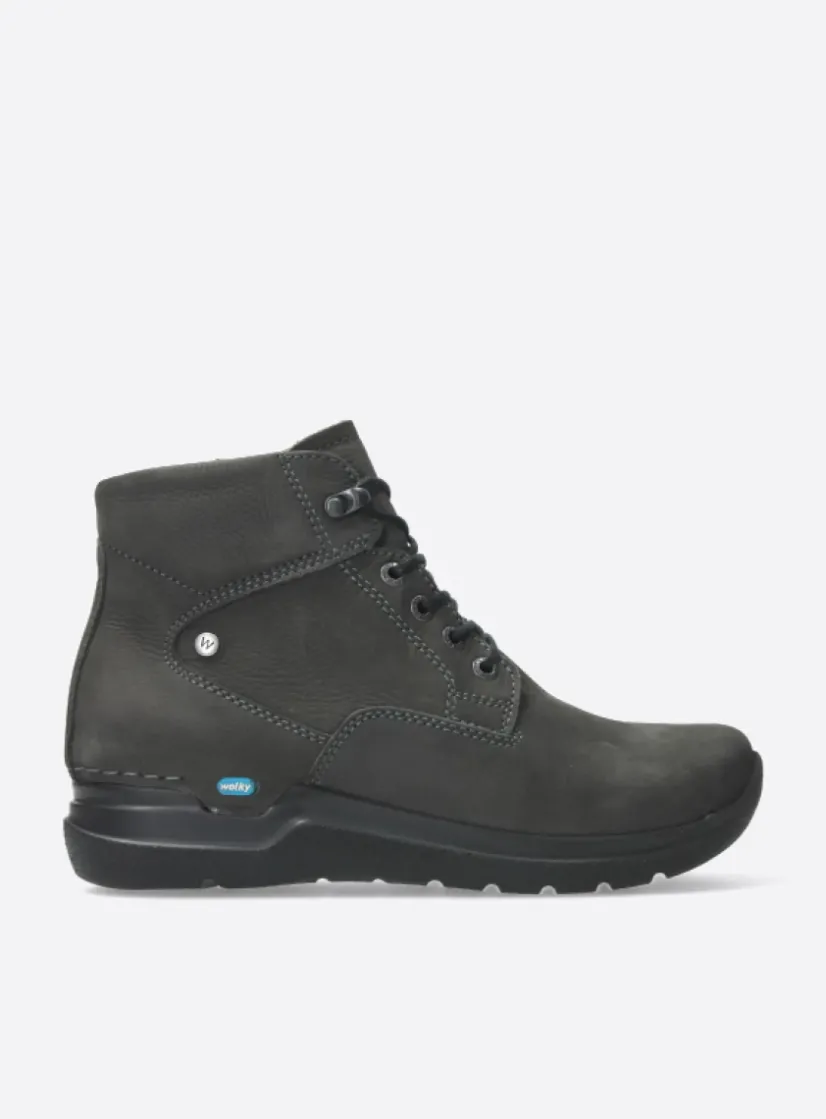 Wolky Whynot HV - asfalt nubuck<DAMES Hoge Veterschoenen|Wandelschoenen