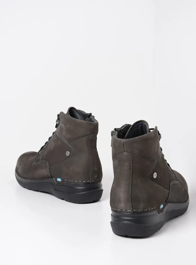 Wolky Whynot HV - asfalt nubuck<DAMES Hoge Veterschoenen|Wandelschoenen