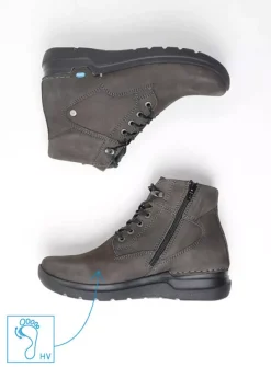 Wolky Whynot HV - asfalt nubuck<DAMES Hoge Veterschoenen|Wandelschoenen
