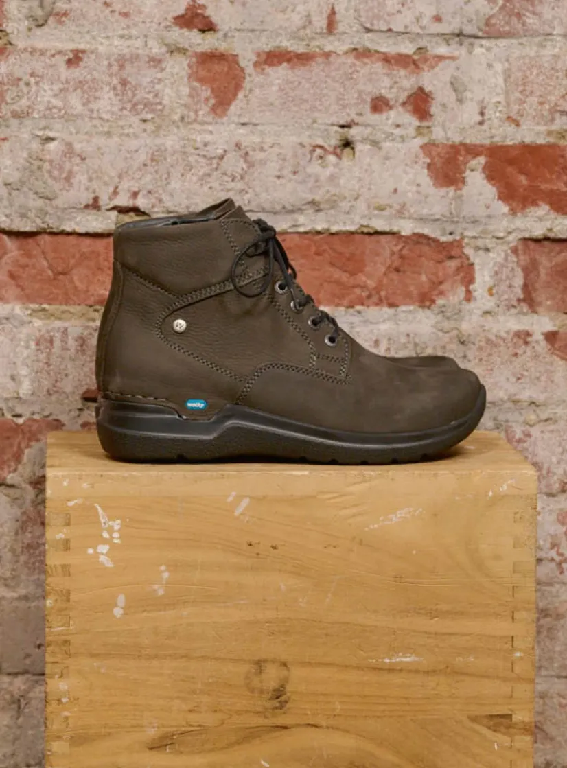 Wolky Whynot HV - asfalt nubuck<DAMES Hoge Veterschoenen|Wandelschoenen