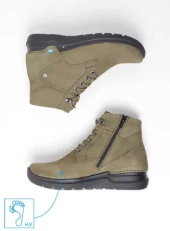 Wolky Whynot HV - pesto groen nubuck<DAMES Hoge Veterschoenen|Wandelschoenen