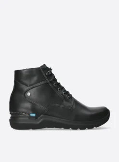 Wolky Whynot HV - zwart leer<DAMES Hoge Veterschoenen|Wandelschoenen