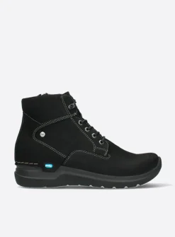 Wolky Whynot HV - zwart nubuck<DAMES Hoge Veterschoenen|Wandelschoenen