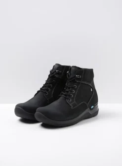 Wolky Whynot HV - zwart nubuck<DAMES Hoge Veterschoenen|Wandelschoenen