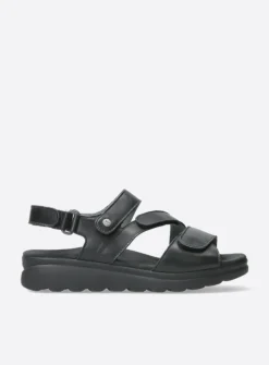 Wolky Yard - zwart leer<DAMES Sandalen