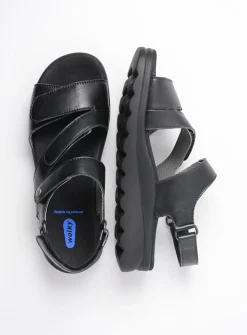 Wolky Yard - zwart leer<DAMES Sandalen