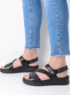 Wolky Yard - zwart leer<DAMES Sandalen