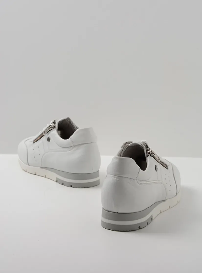 Wolky Yell XW - wit leer<DAMES Lage Veterschoenen|Sneakers