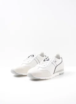 Wolky Yell XW - wit/blauw leer<DAMES Lage Veterschoenen|Sneakers