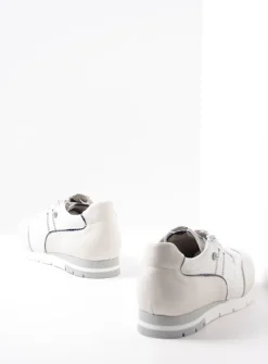 Wolky Yell XW - wit/blauw leer<DAMES Lage Veterschoenen|Sneakers